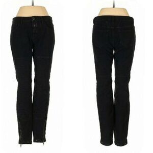 Closed Moto Riding Quilted Knee Pads Tapered Leg Ankle Zipper Jeans‎ Black Sz 25